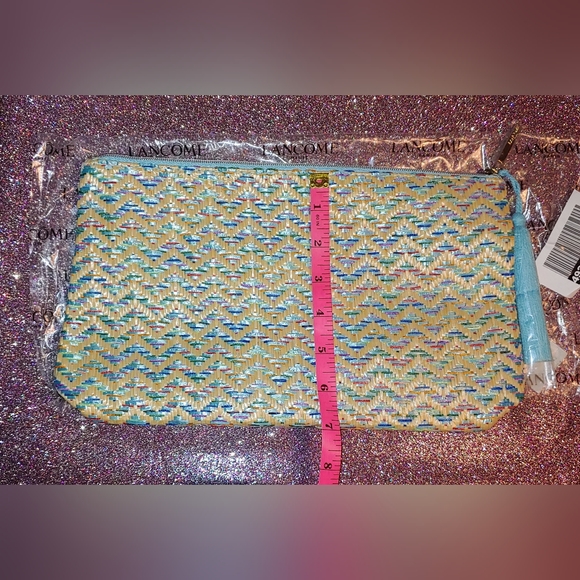 Blue Tassel Beach Woven Cosmetics Case Wristlet Purse Makeup Bag Lancome - Picture 3 of 6